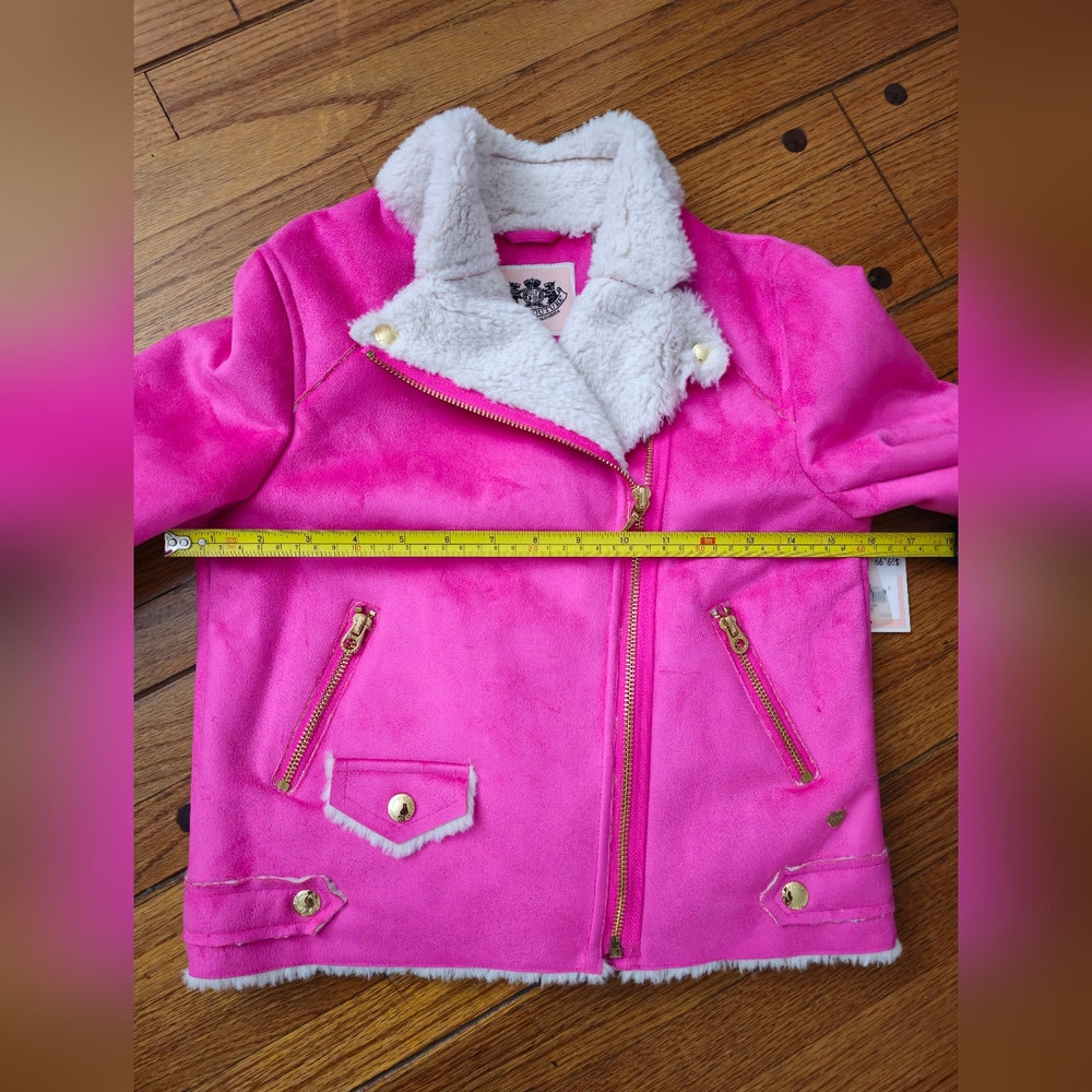 Juicy Couture Pink and White Jacket with Cozy Collar  GIRLS Size  L